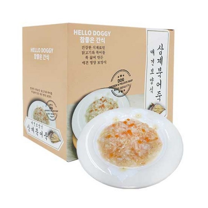 참좋은간식 삼계죽 강아지 간식 80g, 혼합맛삼계북어, 10개