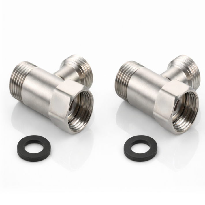 어센드코리아 T밸브 다용도 수도 밸브 연결 스레인리스 15A 2개