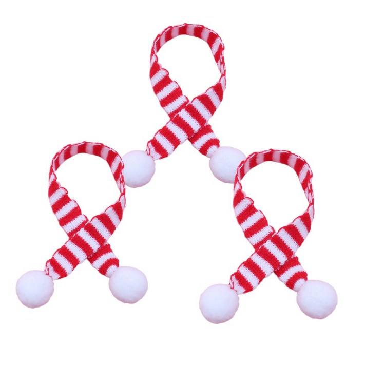 까사리꼬 크리스마스 와인커버 와인병장식, 3개, 목도리 빨흰