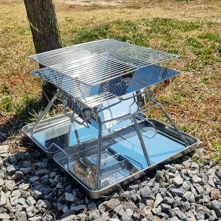 캠프빌리지 캠핑 접이식 불멍 스탠케이스 화로대  숯받침대  재받침대  그릴  전용 보관가방, 1개