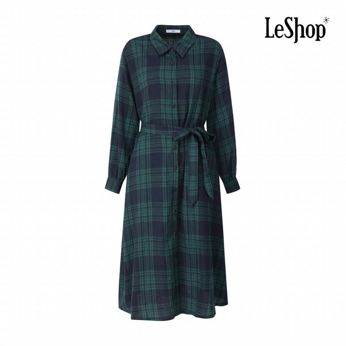 체크 패턴 허리끈 셔츠형 원피스 BP9OP017A