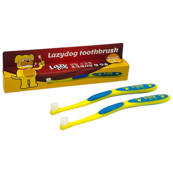 레이지독 덴탈 소프트 초 극세사모 펫 칫솔 스몰헤드 강아지 고양이 치석 관리 SM, 1개, S 소형견용