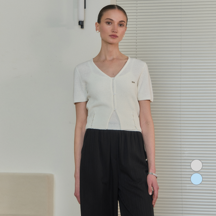 쥬시쥬디 여성용 니트탑 반팔 가디건 세트 JZKT326A