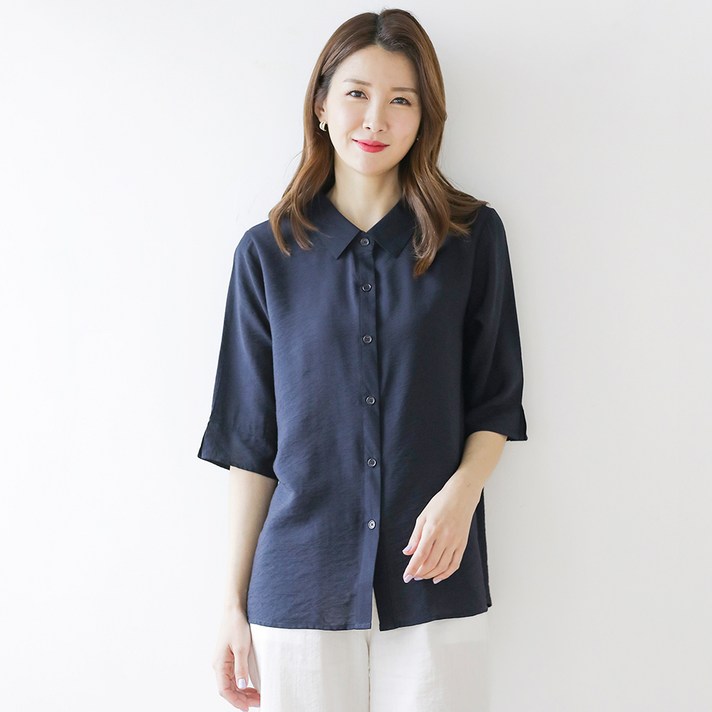 여성용 데일리 인견 오픈 정장 단색 셔츠