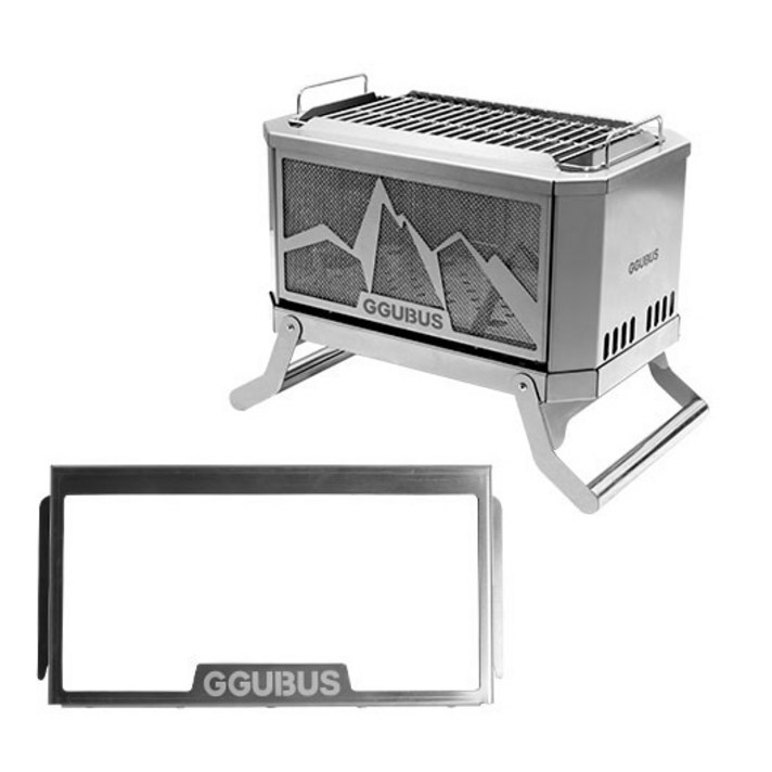 꾸버스 풀스텐 듀얼 캠핑 화로대 + 유리패널