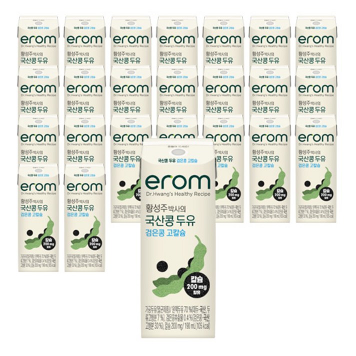 이롬 황성주 박사의 국산콩 두유 검은콩 고칼슘, 190ml, 24개