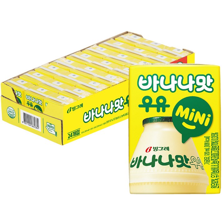 빙그레 바나나맛우유 mini 120ml, 바나나맛, 24개 출산/유아동