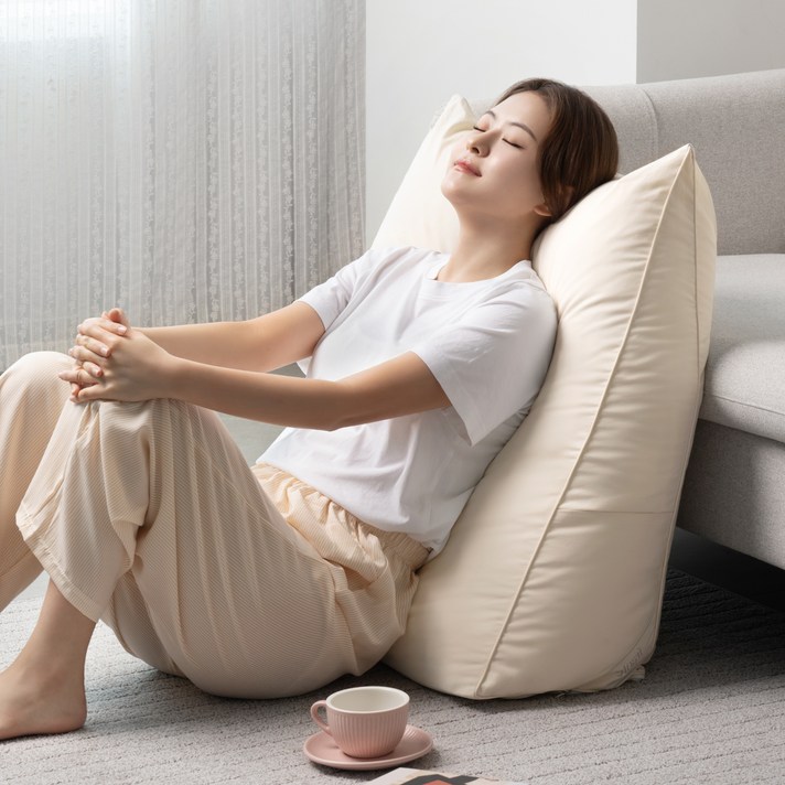 프랑떼 허리편한 폭신 방수 침대 삼각 등받이 등쿠션, 아이보리