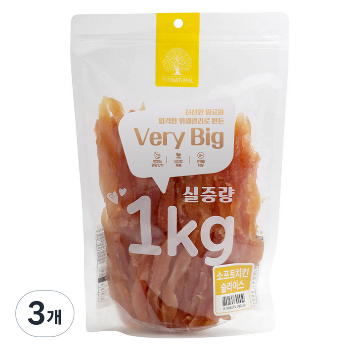 더내추럴 강아지 베리빅 육포, 1kg, 3개, 치킨슬라이스 더내추럴 강아지 베리빅 육포, 1kg, 3개, 치킨슬라이스