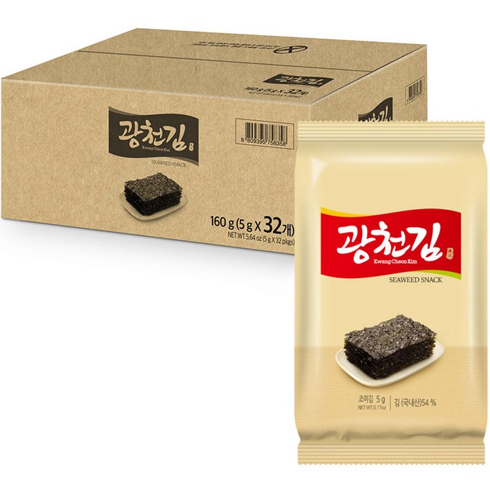 광천김 참 재래도시락 김, 5g, 32개