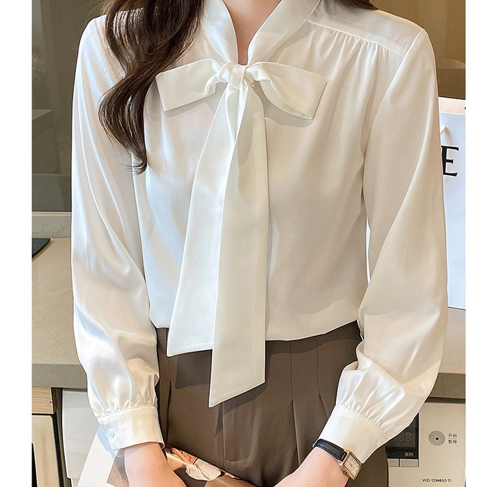레몬소울 타르타 셔링 리본 블라우스 레몬소울 타르타 셔링 리본 블라우스