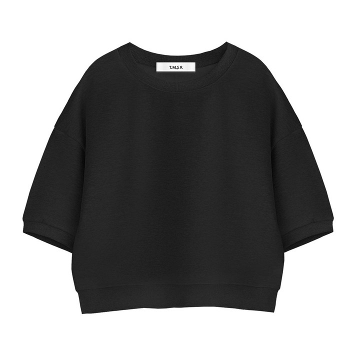 몰토벨리노 TSF 무지 세미오버핏 크롭 반팔 맨투맨