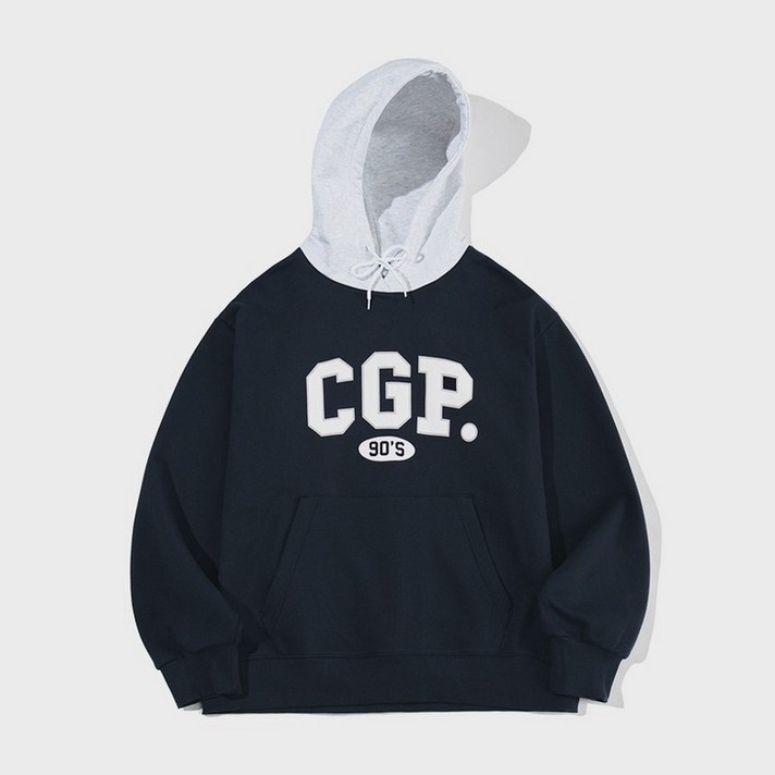 코드그라피 90S CGP 믹스 배색 후드티네이비