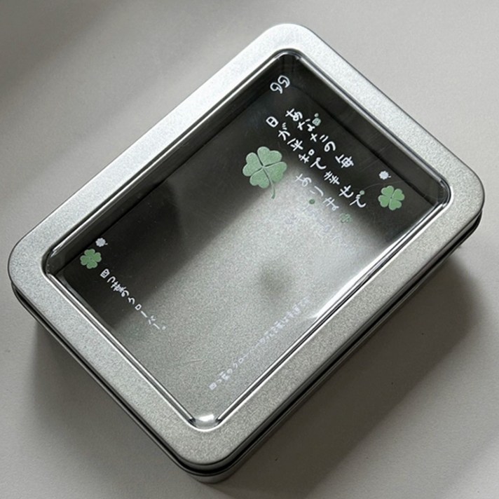 클로버 사각 투명 창 틴케이스 다꾸 빈티지 보관함 포카 포토카드 미니 틱박스 틴캔 알루미늄