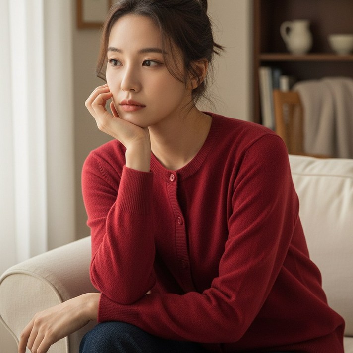 루타미 울100 클래식 라운드 가디건