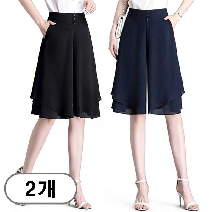 차쿠 11 여성 여름 정장 5부 6부 반바지 중년 시원한 쿨 반바지 엄마 치마바지