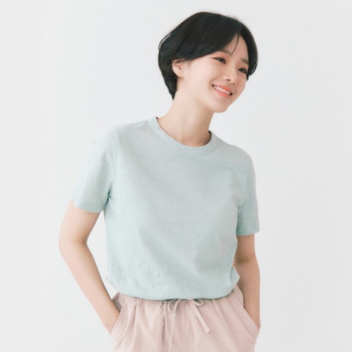 폴햄 여성 면 슬럽 솔리드 크루넥 반팔 티셔츠PHB2TR2730 폴햄 여성 면 슬럽 솔리드 크루넥 반팔 티셔츠PHB2TR2730