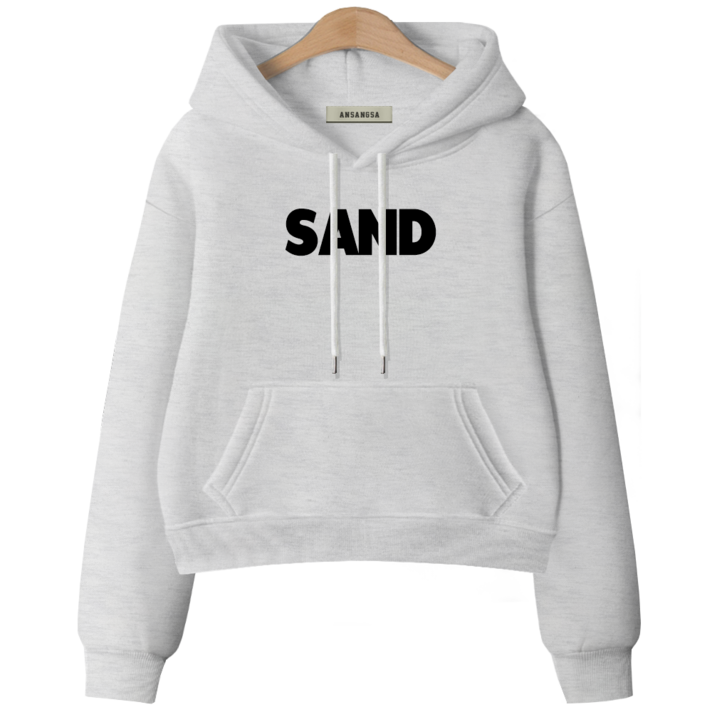 ANSANGSA 샌드 여성 semi크롭 루즈핏 후드 스웨트셔츠
