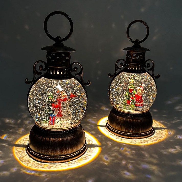 파인굿즈 크리스마스 워터볼 LED 오르골 스노우볼 무드등 조명 랜턴 선물, 2023스피어눈사람