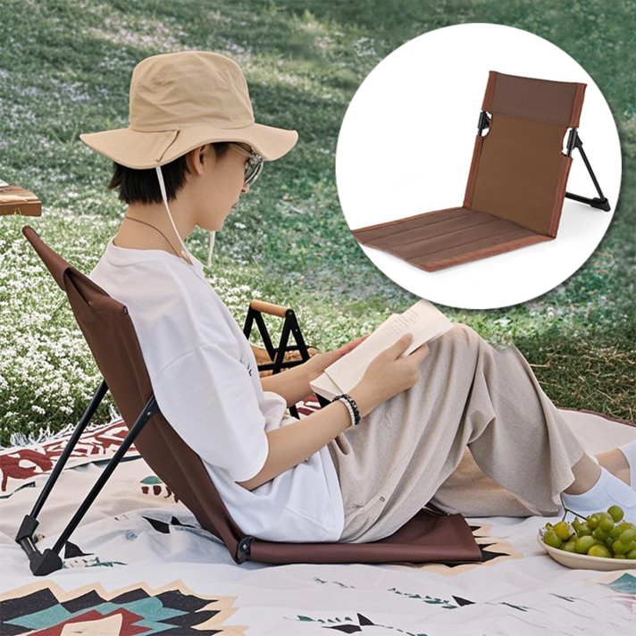 MOOZ 여름 캠핑 그라운드 체어 좌식 캠핑 의자 휴대용 접이식의자, 1개, 브라운