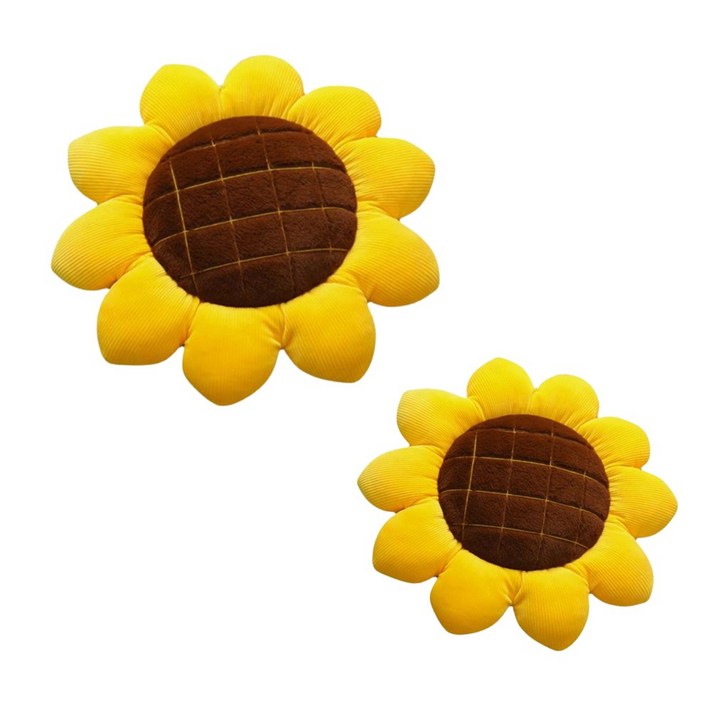 모사찌 해바라기 쿠션 예쁜 의자 방석 인테리어 소품 차량용 가정용 40cm, 50cm 세트
