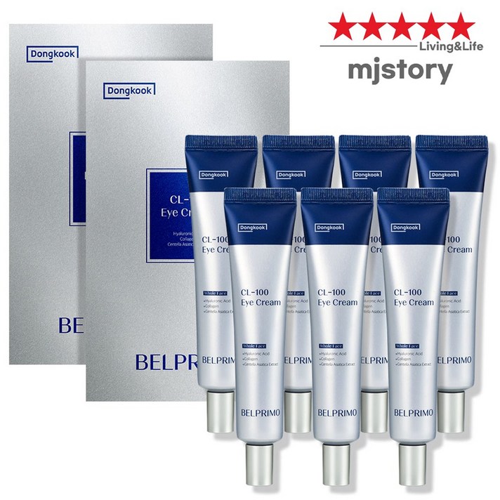MJItem 동국 벨프리모 CL100 아이크림 차세대 콜라겐을 담은 히알베리어 동국제약 개발 가교 크로스링킹 공법 100시간 지속 100시간 보습, 7개, 40ml