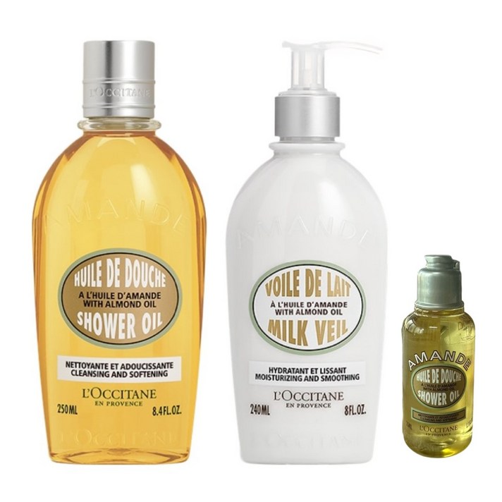록시땅 아몬드 바디 케어 트리오세트 샤워 오일 250ml밀크 베일 240ml 샤워 오일 미니 35ml 증정, 1개