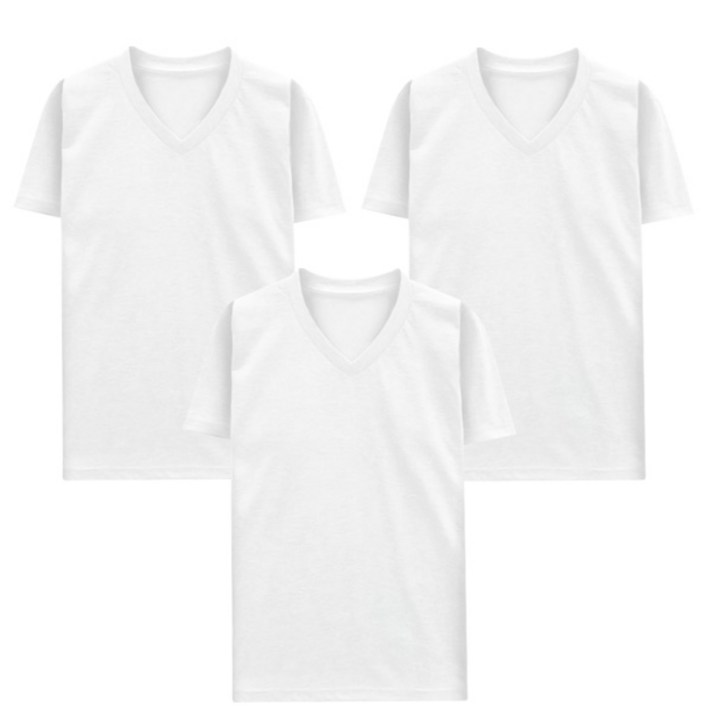 가오간지 무료배송 4장 1세트 무지 남여 반팔 티셔츠 면 기본티 라운드 브이넥3매