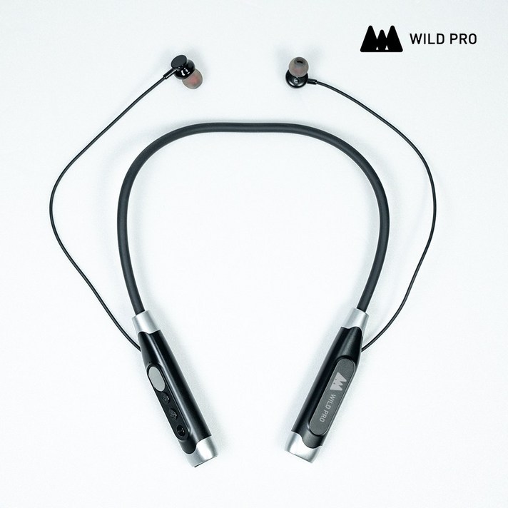 와일드프로 MTC02 넥밴드 블루투스 무선 이어폰 MP3재생 한국어음성, 블랙, MTC02