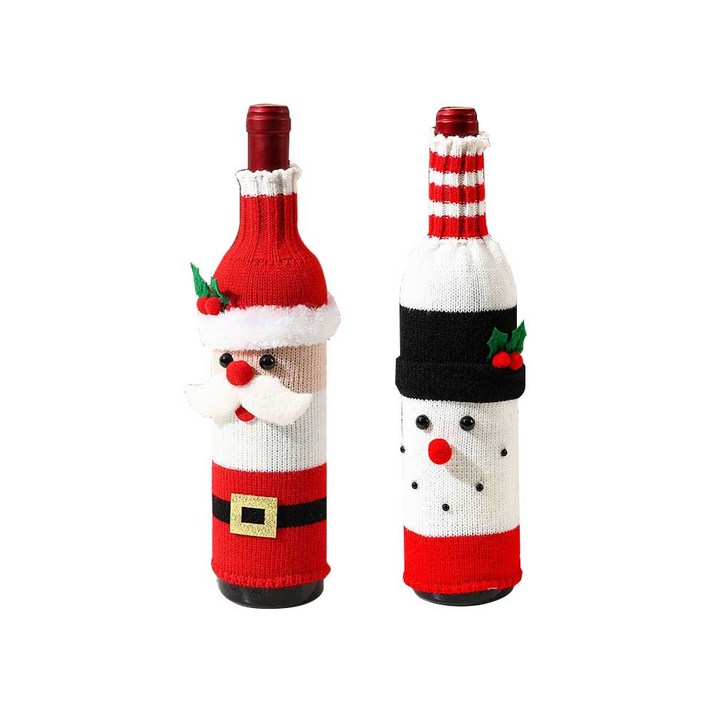크리스마스 니트 와인병 커버 2세트