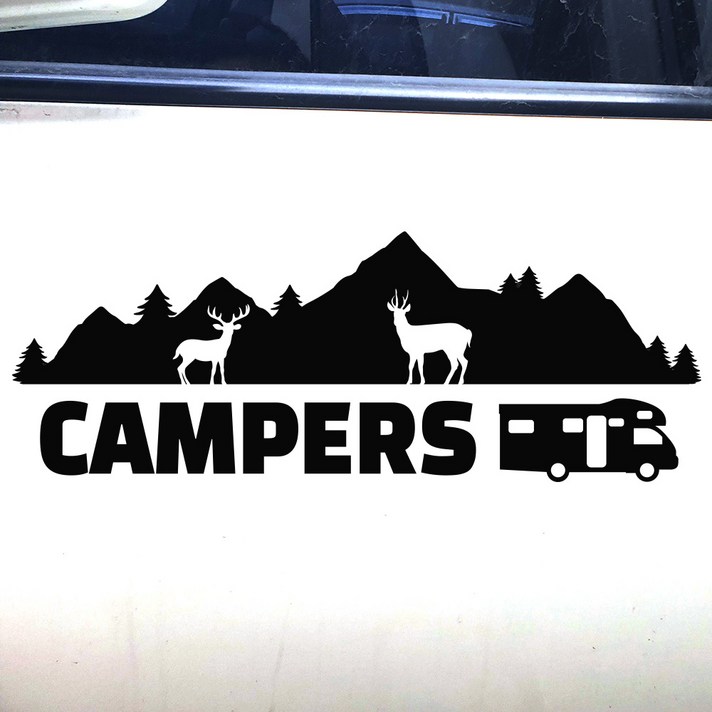캠핑카 차량용스티커 튜닝 자동차스티커 카라반꾸미기 데칼스티커 10종, 블랙, 1개