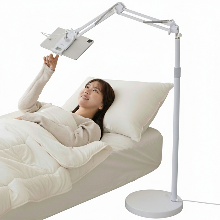 4세대 초고속충전 내장형 스톤힐 XX 태블릿 거치대, STHOLDER STAND 화이트충전