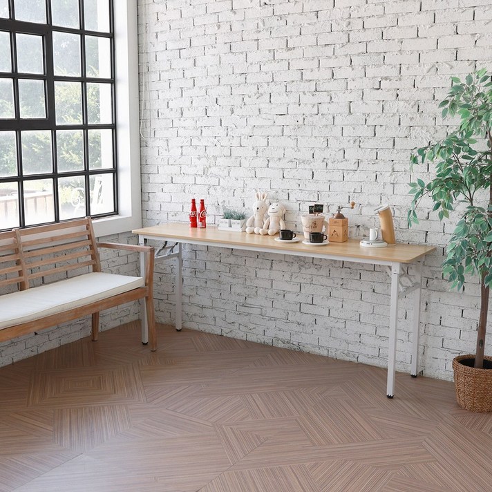 필로스 접이식 책상 철제 긴 컴퓨터 공부방 학원 회의실 원룸 서재 간이 테이블 슬림 접이식책상