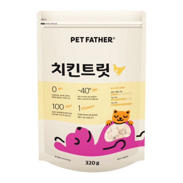펫파더 고양이간식 동결건조 간식 대용량, 치킨, 320g, 1개 펫파더 고양이간식 동결건조 간식 대용량, 치킨, 320g, 1개