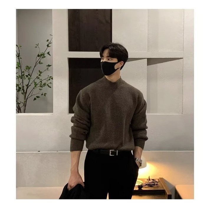 style dr 남자 머슬핏 긴팔 니트 어깨넓어보이는 긴팔 티셔츠