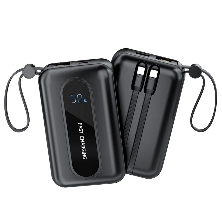 WOWWAY 고속충전 대용량 보조배터리 20000mAh 22.5W PDQC3.0 슬림 미니 일체형, 블랙 WOWWAY 고속충전 대용량 보조배터리 20000mAh 22.5W PDQC3.0 슬림 미니 일체형, 블랙