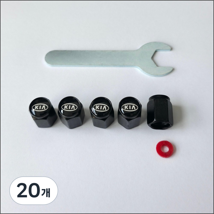 기아 KIA 타이어 에어캡 밸브캡 마개 5P 블랙, 검정, 20개