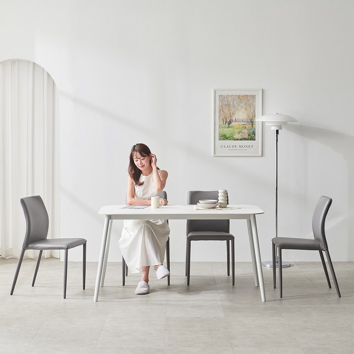 보니애가구 데미안 세라믹 1400 4인용 식탁 + 의자 4p 세트 방문설치