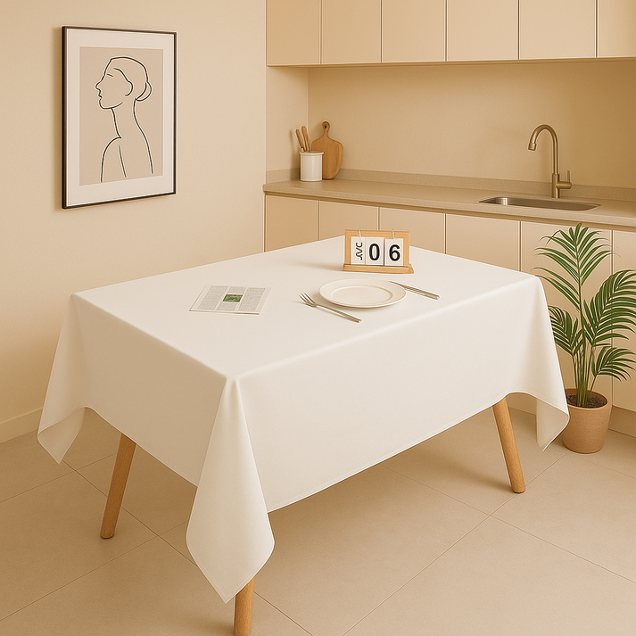 아싸레 파티 방수 식탁보, 화이트, 137 x 274 cm, 1개