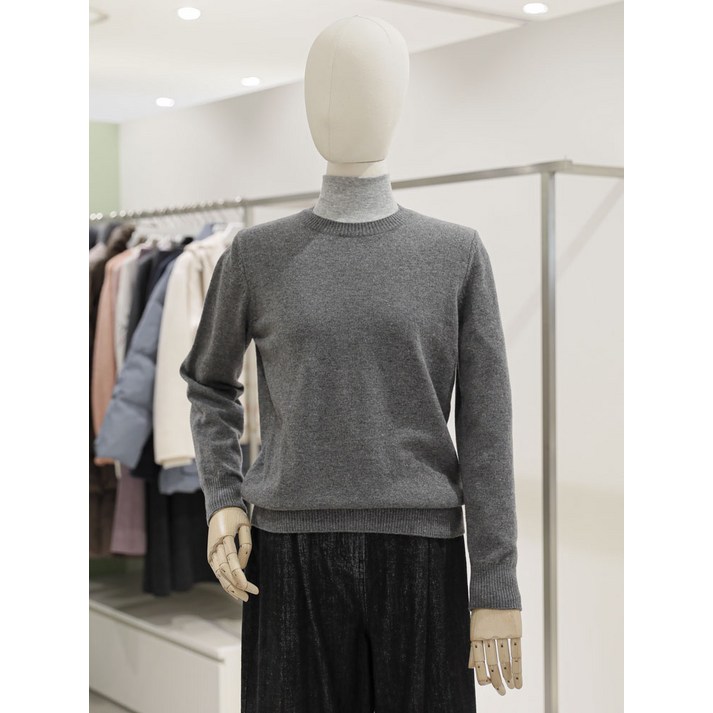 백화점 [나이스클랍] 자수 레터링 울 혼방 라운드넥 니트티 A254PWKB29 차콜, 66 아울렛