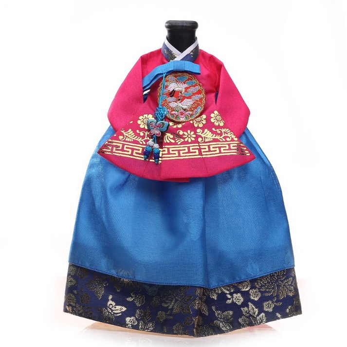 한복 와인커버 술병주머니 와인케이스 외국인선물 인형한복 인테리어소품, 진분홍파랑실크 2겹 치마, 1개