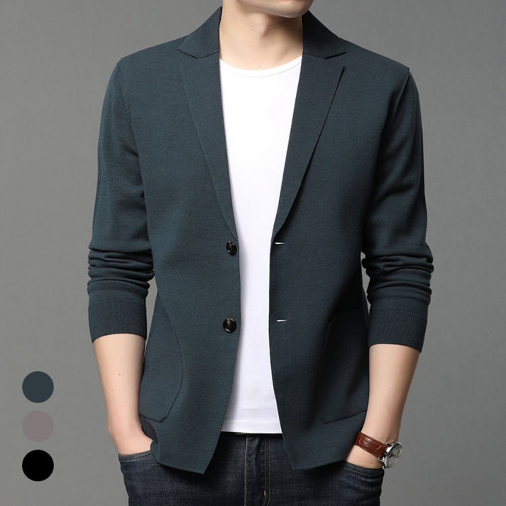 KAISCO 남성 보풀방지 데일리 카라 가디건 브이넥 무지 블레이져 니트