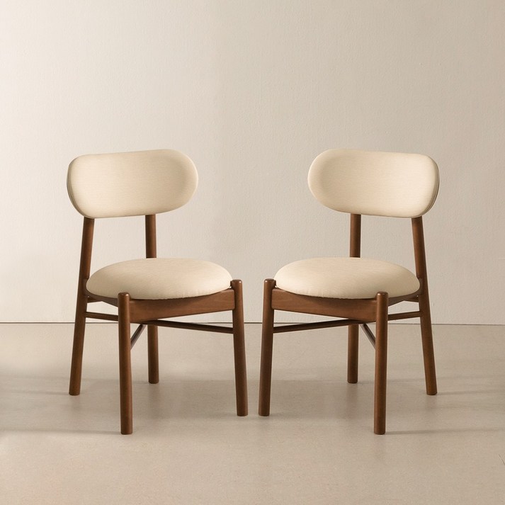 라움에스알 조이 원목 쿠션 식탁의자 카페체어, 월넛, 2개