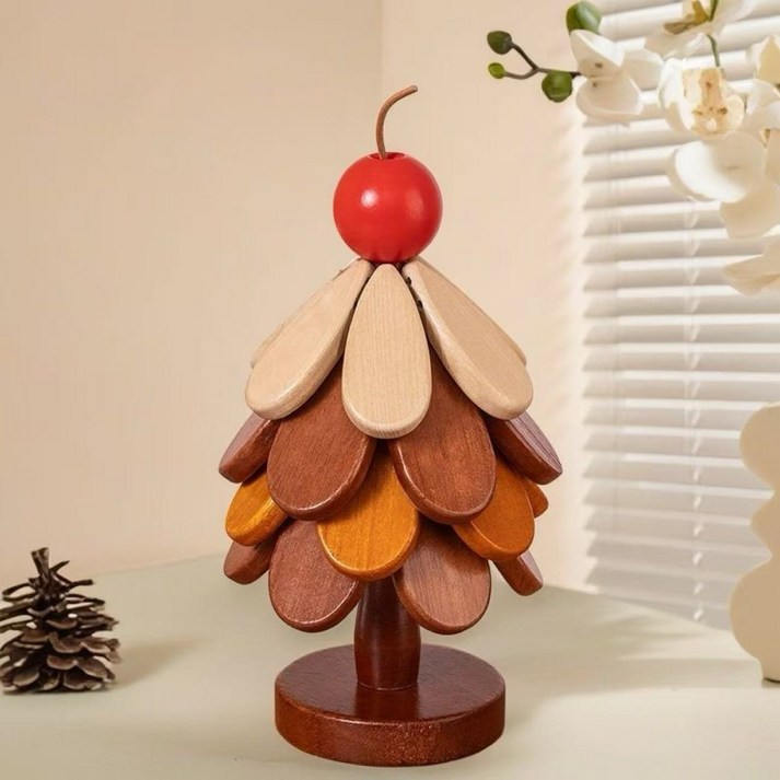 BCQ 크리스마스 트리 받침대 식탁 테이블 매트, 나무 코스터 & 냄비 받침, 내열성 방열 데코 소품