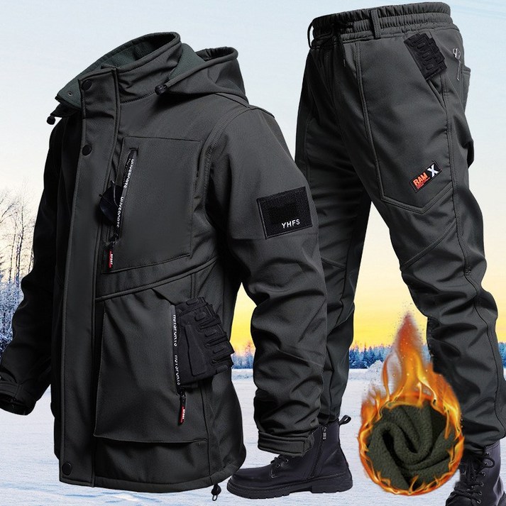 UPPERCUT 남성 방한 작업복 세트 겨울 라이딩 등산 낚시 캠핑 방수 방풍 전술복 정비복 상하의 세트