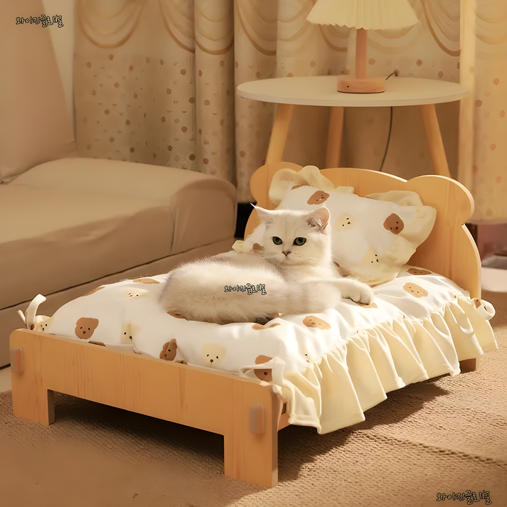 친환경 원목  고양이 침대 해먹 강아지침대 + 시트세트