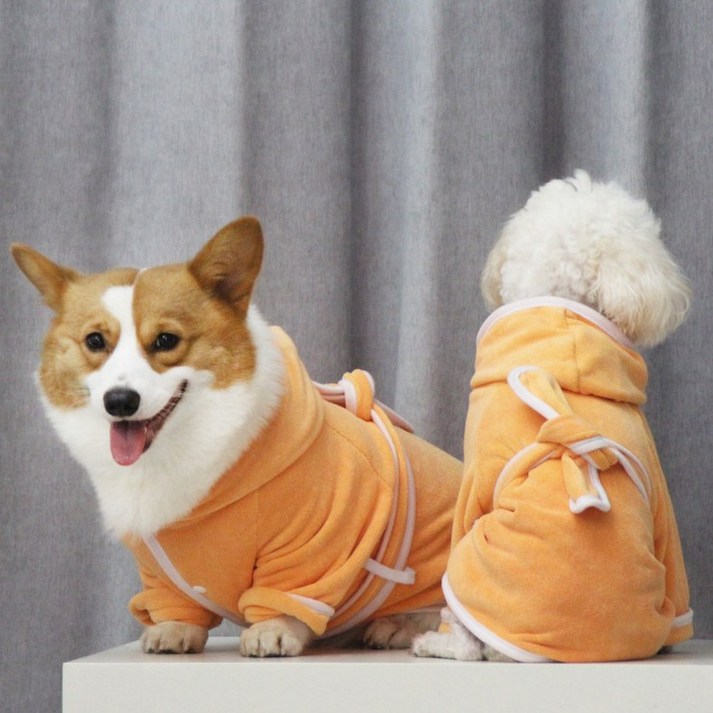 흡수성 강아지 목욕 가운 목욕옷 고양이 강아지 대형견 잠옷 가을 겨울 호텔 SPA 대형견을 따뜻하게 유지, 화이트