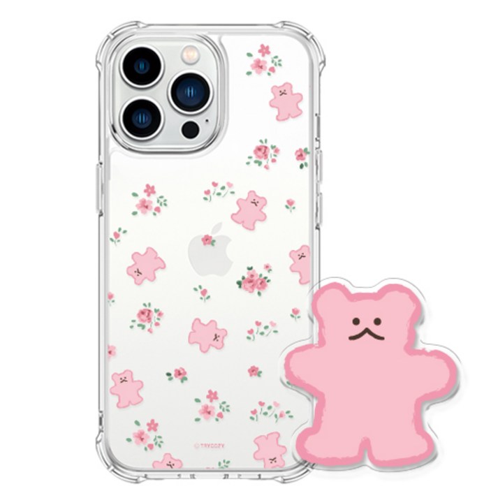 플라워 구미베어 갤럭시 아이폰 젤하드 휴대폰 케이스+아크릴톡