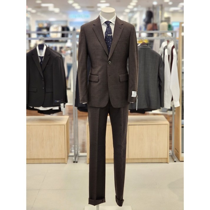 킨록 버건디 브라운 남성정장 스트레치 하운드투스 패턴 스판 울혼방 수트 결혼식 하객룩 FIS52