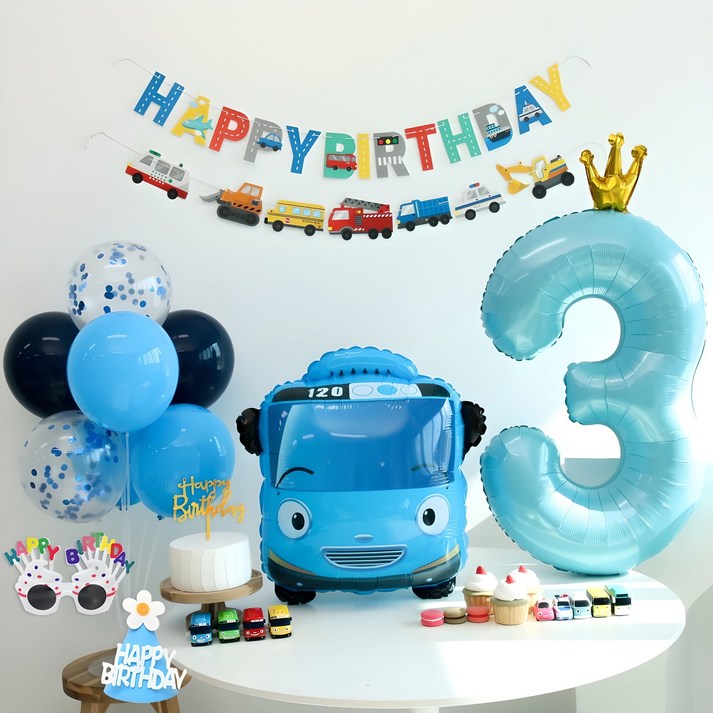 타요풍선 생일파티세트 숫자풍선